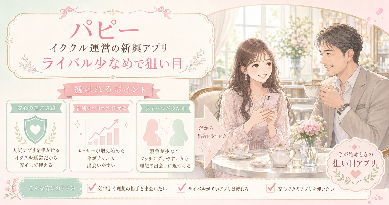 第10位:パピー、イククル運営の新興アプリ、ライバル少なめで狙い目
