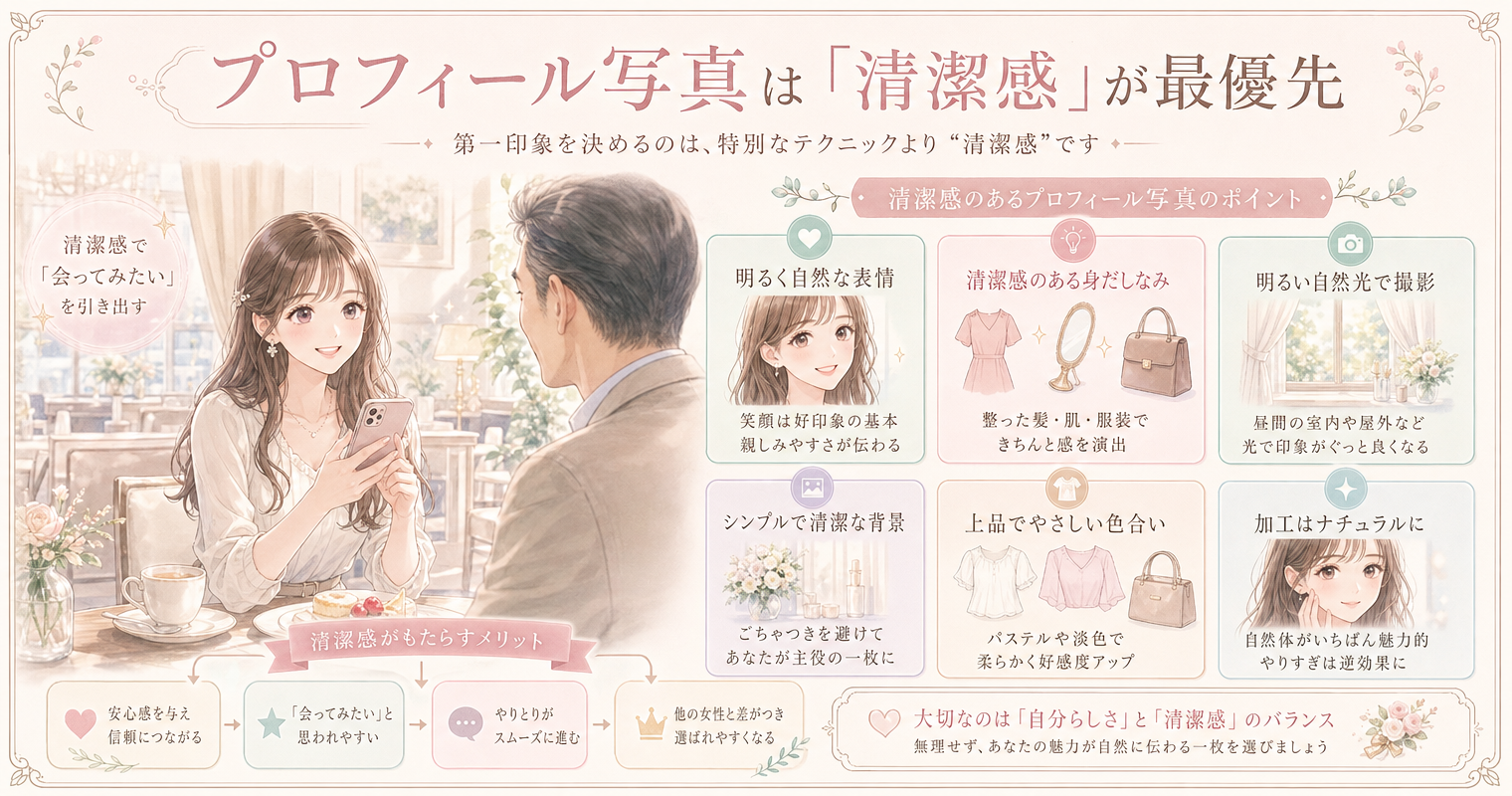 プロフィール写真は「清潔感」が最優先
